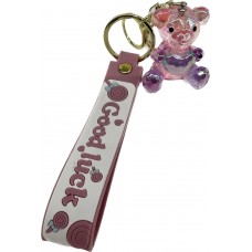 Брелок для ключей Мишка с сердцем, 5 см пурпурный