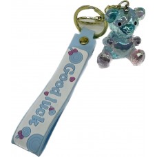 Брелок для ключей Мишка с сердцем, 5 см голубой