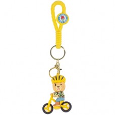 Брелок для ключей Мишка на велосипеде, 8 см желтый