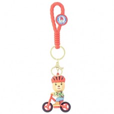 Брелок для ключей Мишка на велосипеде, 8 см красный