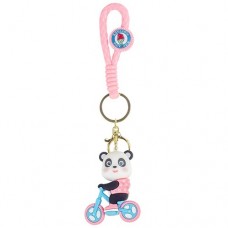 Брелок для ключей Панда на велосипеде, 7 см розовый