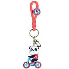 Брелок для ключей Панда на велосипеде, 7 см красный