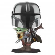 Фигурка Funko POP! Bobble: Star Wars: Mandalorian: Mandalorian with Child Chrome 10" 49931