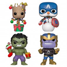 Фигурка Funko POP! Bobble: Marvel: Holiday: Hulk/Groot/Cap Snowman/Thanos 4PK (Exc) 51796