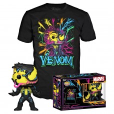 Набор Фигурка+Футболка Funko POP and Tee: Marvel: Venom: Eddie Brock Black Light (L) 56271