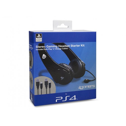 4gamers Комплект Stereo Gaming Heatset Starter Kit (гарнитура стерео + двойной кабель) (PS4)