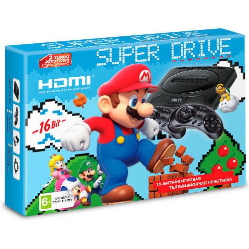 Игровая приставка 16 bit Super Drive HDMI Mario (Черная)
