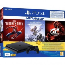 Игровая приставка Sony PlayStation 4 Slim 1 ТБ + Marvel's Spider-Man + Horizon: Zero Dawn + GT Sport